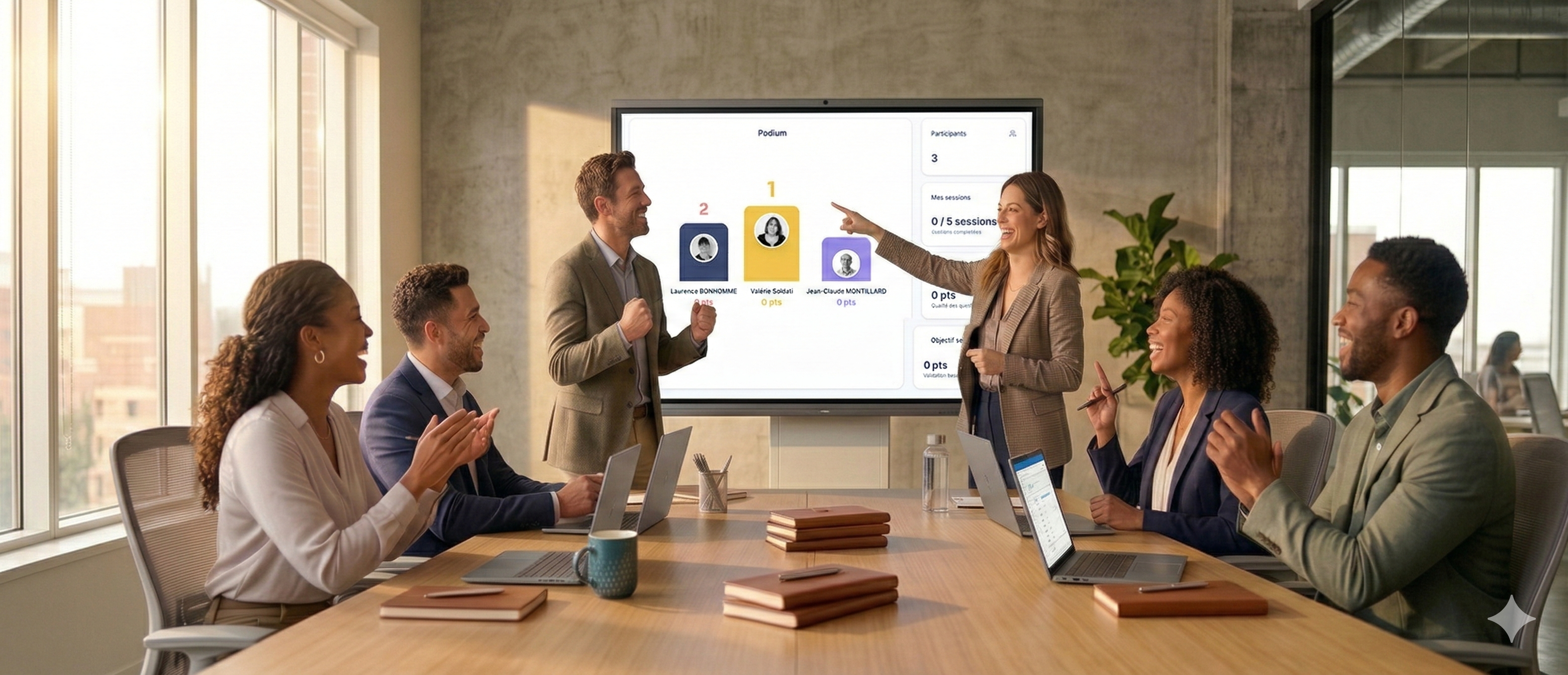 &Eacute;quipe commerciale en session de formation BizCoach AI